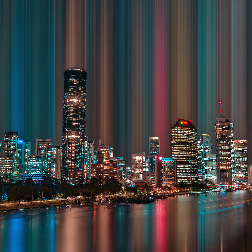 Brisbane skyline with light glares
